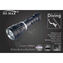Hi-max diving samll u2led narrow beam 7degree angle 1000lm backup diving light